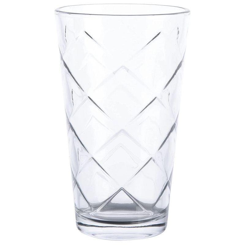 Clear Embossed Lattice 16-Piece Glassware Drinkware Set