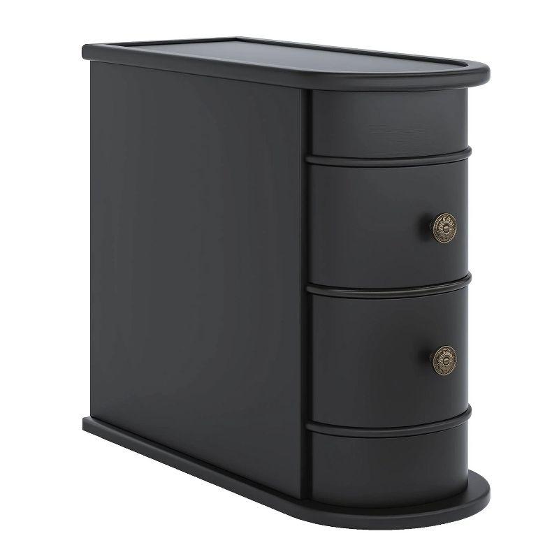 Hommoo Wood Narrow Nightstand with 2 Drawers Black