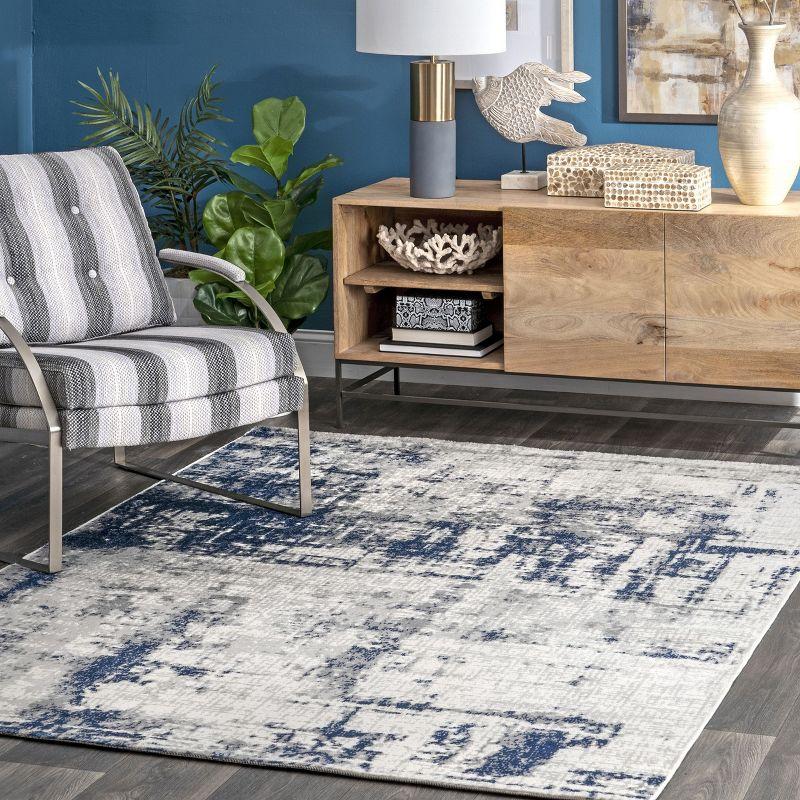 Reversible Abstract Gray Synthetic 9' x 12' Area Rug