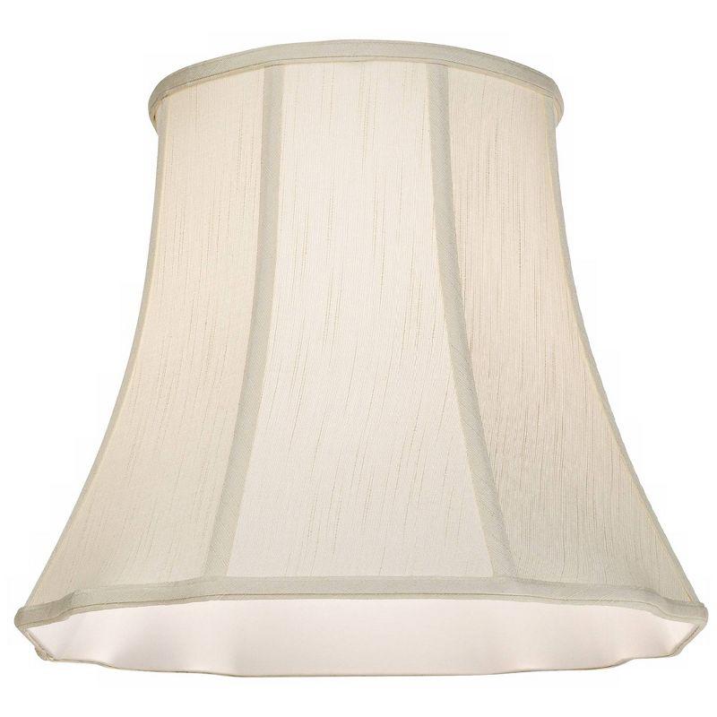 Imperial Shade Creme Medium Bell Cut Corner Lamp Shade 10" Top x 16" Bottom x 14" Slant x 13.5" High (Spider) Replacement with Harp and Finial