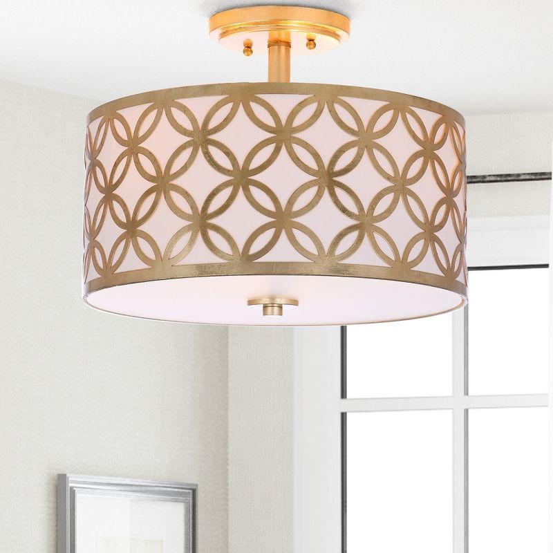 Contemporary Gold Geometric 15" Drum Flush Mount Ceiling Lamp