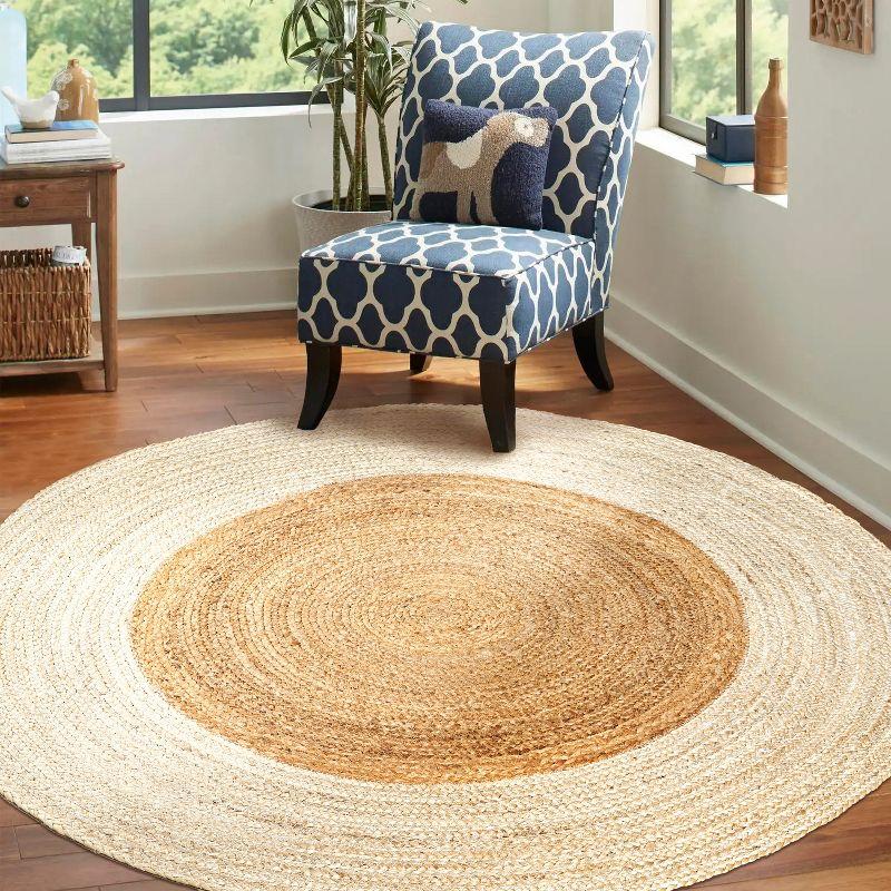 Oceana Cream/Natural Handcrafted Jute 6' Round Area Rug