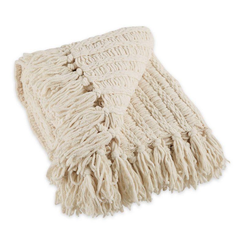 Cream Knitted Cotton Kids Reversible Throw Blanket