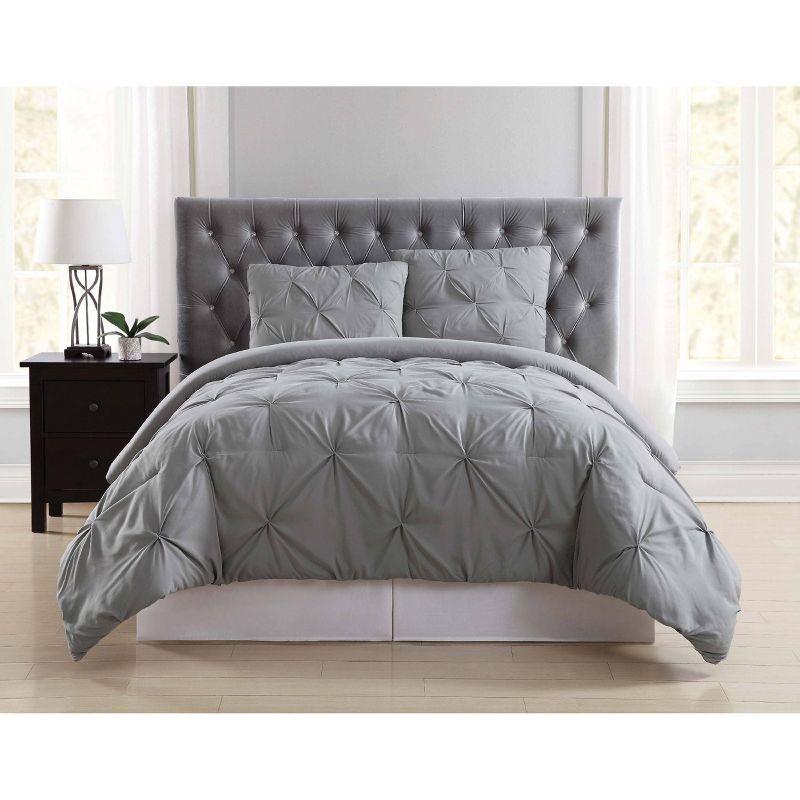 King Gray Pleated Microfiber Comforter Set