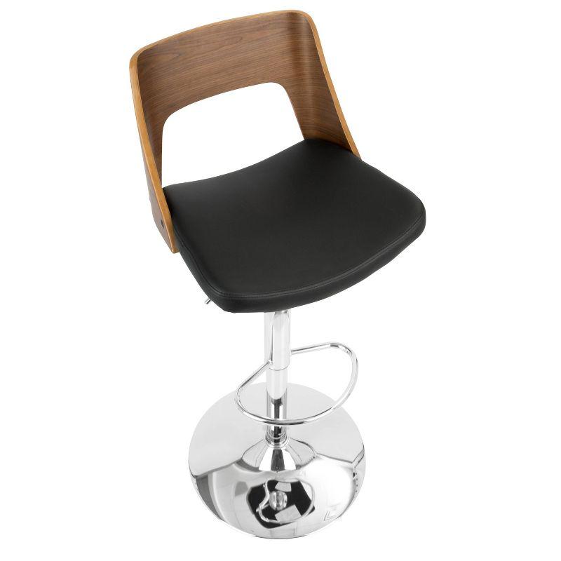 LumiSource Set of 2 Valencia Mid-Century Modern Adjustable Barstools Black: Swivel, Faux Leather Upholstery, Metal Legs