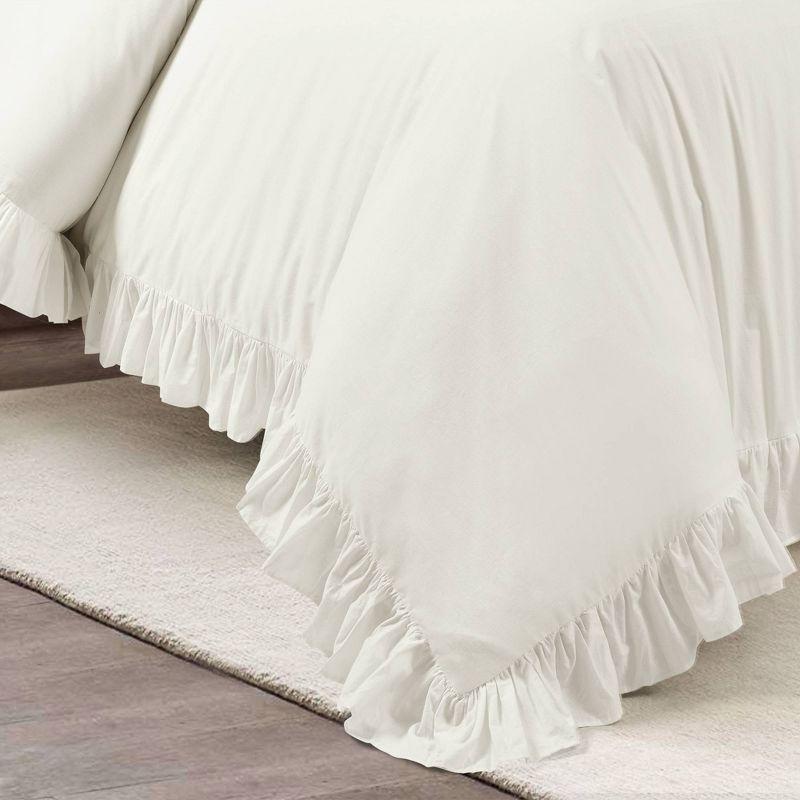 Lush Décor 3pc California King Reyna 100% Cotton Duvet Cover Set White: Elegant Bedding with Inner Ties & No Fill
