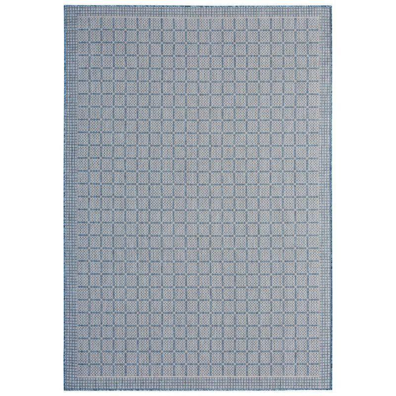 Luna Modern Geometric Blue/Gray Indoor/Outdoor Rectangular Rug