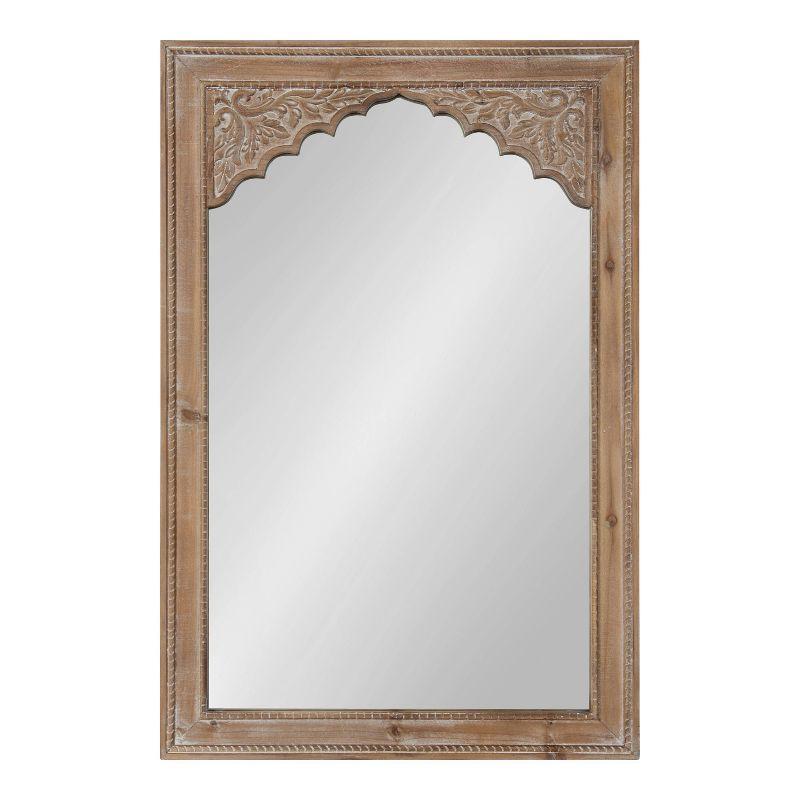 24" x 36" Shivani Wood Framed Decorative Wall Mirror Rustic Brown - Kate & Laurel All Things Decor: Bohemian Vintage Style