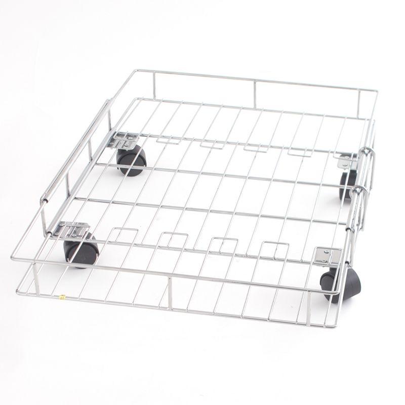 Expandable Chrome Metal Rolling Storage Basket with Wheels