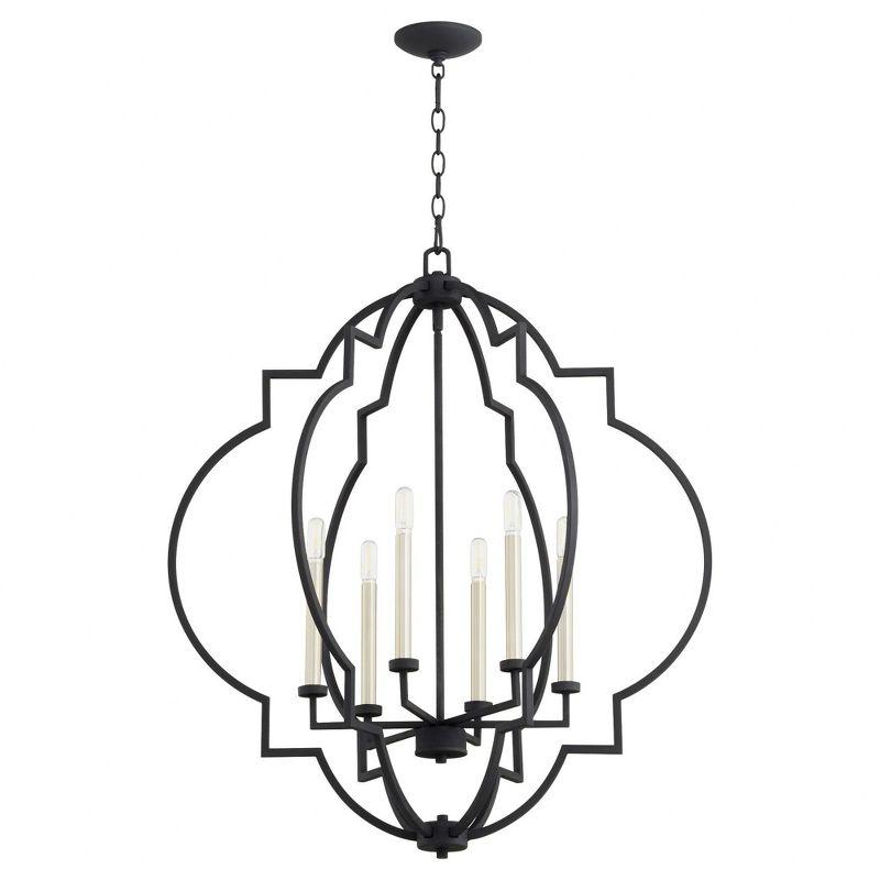 Quorum Lighting Dublin 6-Light Pendant, Noir Finish, 29.5 Width, 34 Height