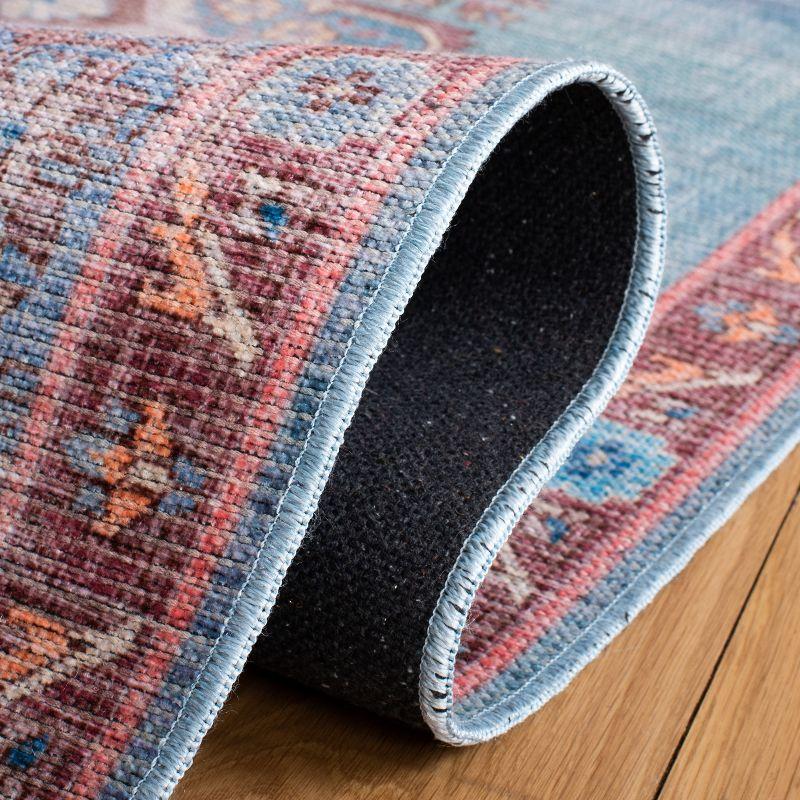 Serapi SEP580 Power Loomed Machine Washable Skid-Resistant Indoor Area Rug - Blue/Brown - 6'7" Round - Safavieh