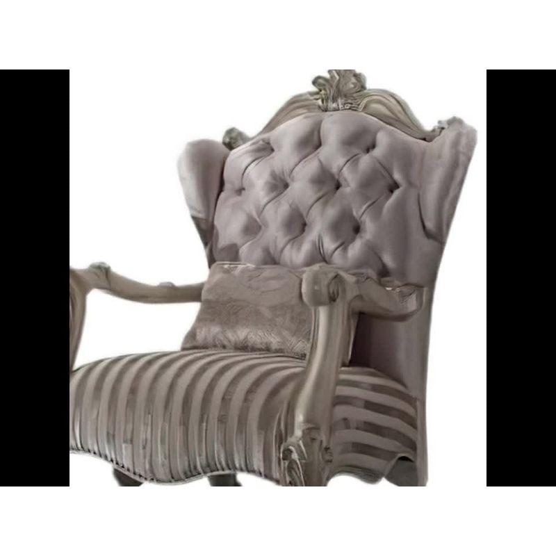 Elegant Crescent Bone White Velvet Accent Chair with Wood Accents