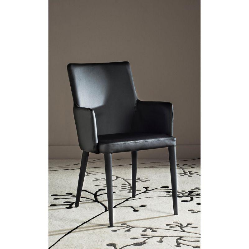 Black Faux Leather and Metal Transitional Arm Chair