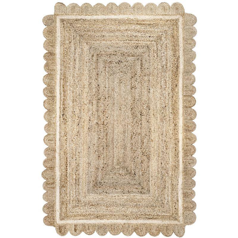 Handmade Tera Petals Ivory Braided Jute Round Rug 6 ft.