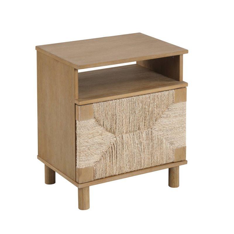 Beacon Light Brown Wood and Seagrass Nightstand