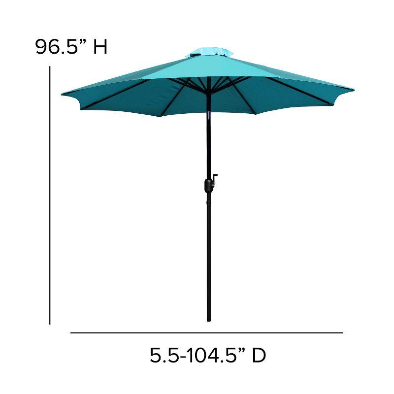 Flash Furniture Teal 9 FT Round Umbrella with 1.5" Diameter Aluminum Pole with Crank and Tilt Function