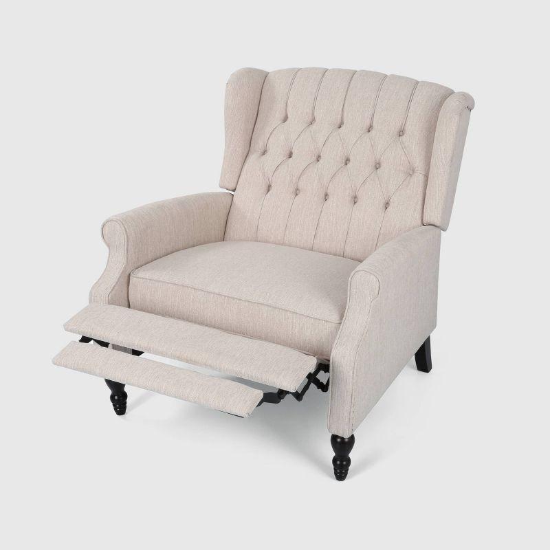 GDFStudio Dunham Contemporary Fabric Upholstered Tufted Oversized Push Back Recliner, Beige