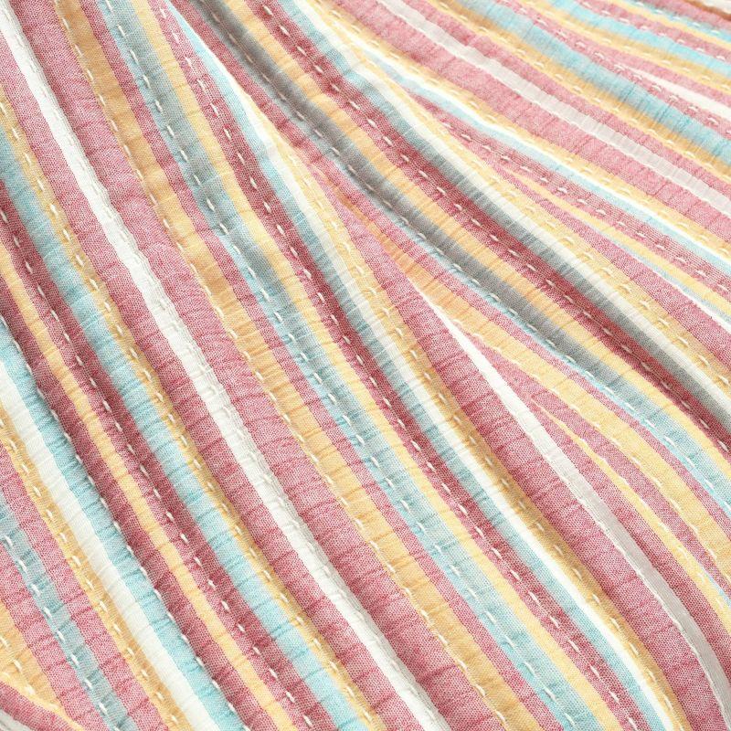 50"x60" Tracy Striped Kantha Pick Stitched Yarn Dyed Cotton Woven Throw Blanket Rust - Lush Décor