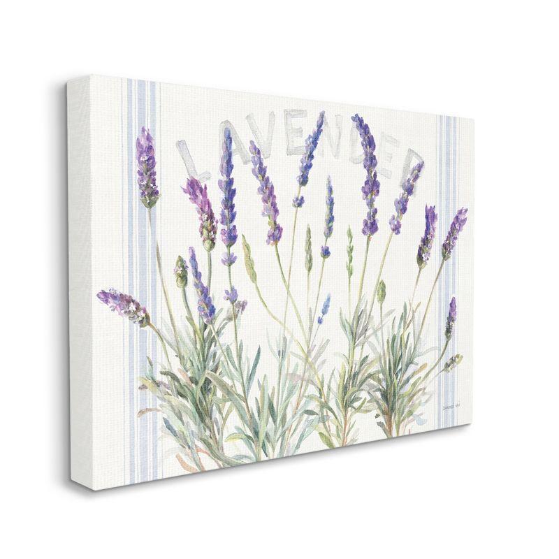 Lavender Floral Cluster Farmhouse Bistro Stripes XXL Black Framed Giclee Texturized Art By Danhui Nai