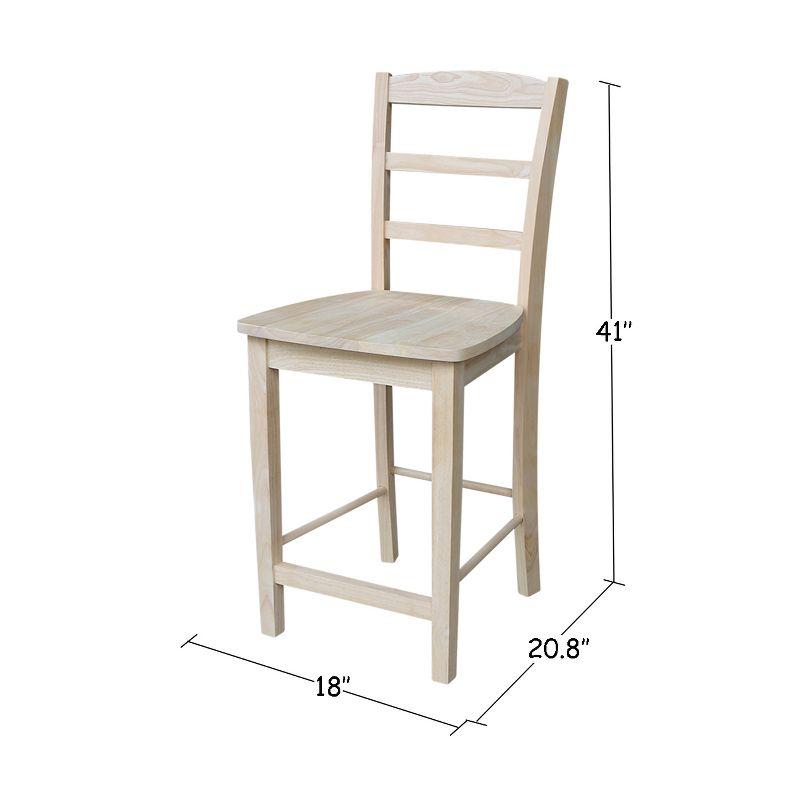 Traditional Unfinished Solid Parawood 24" Madrid Barstool