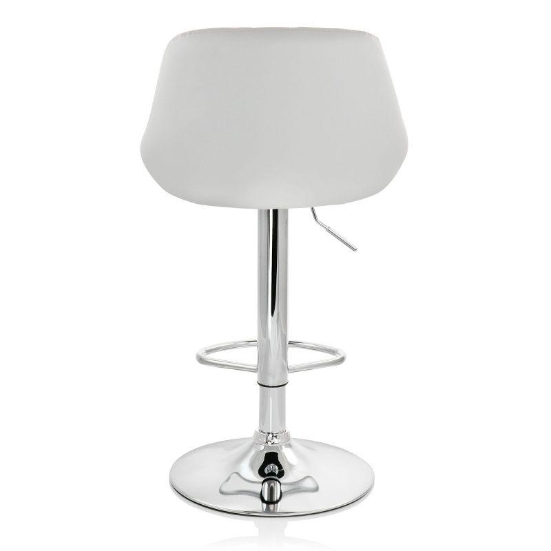 Elama 2 Piece Diamond Stitched Faux Leather Bar Stool in Black with Chrome Base and Adjustable Height