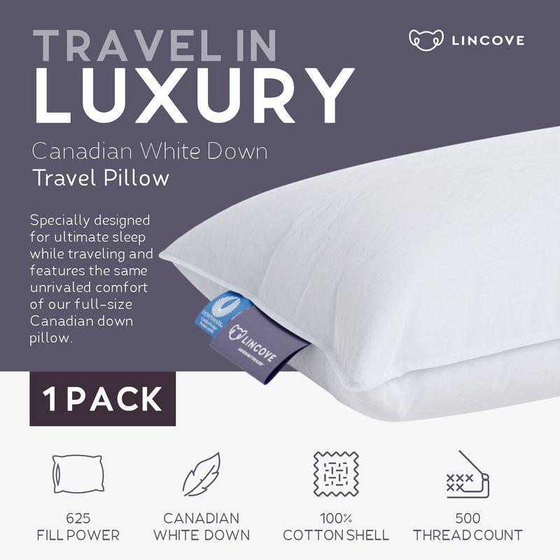 Lincove Canadian Down Feather Travel Pillow - Luxurious Head and Neck Support for Comfortable Travel