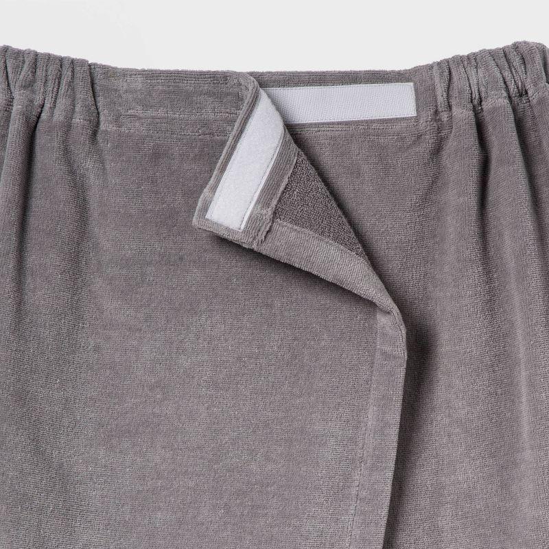 Bath Body Wrap Gray - Room Essentials™: Cotton Terry Shower Wrap, Hook & Loop Closure, OEKO-TEX Certified