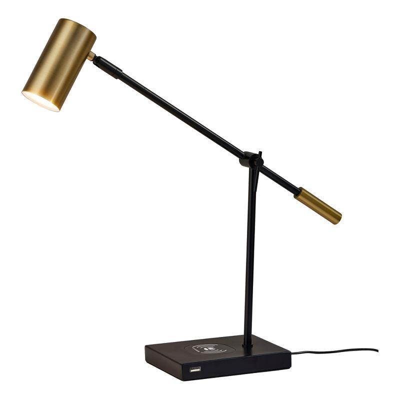 Adesso Collette Adjustable Black Desk Lamp with Qi Wireless Charging