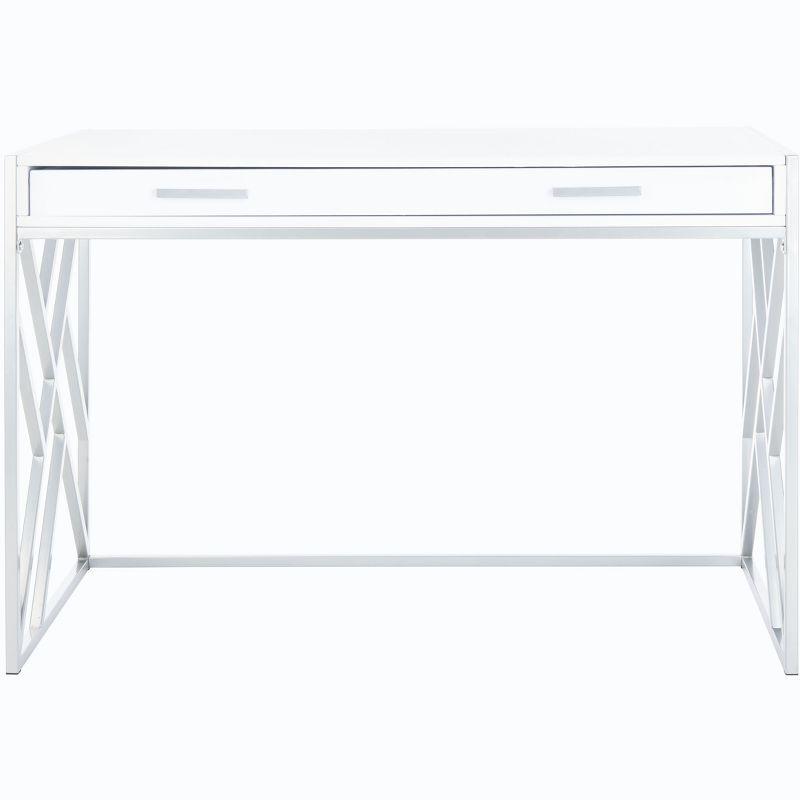 Elaine 1 Drawer Desk - White/Silver - Safavieh