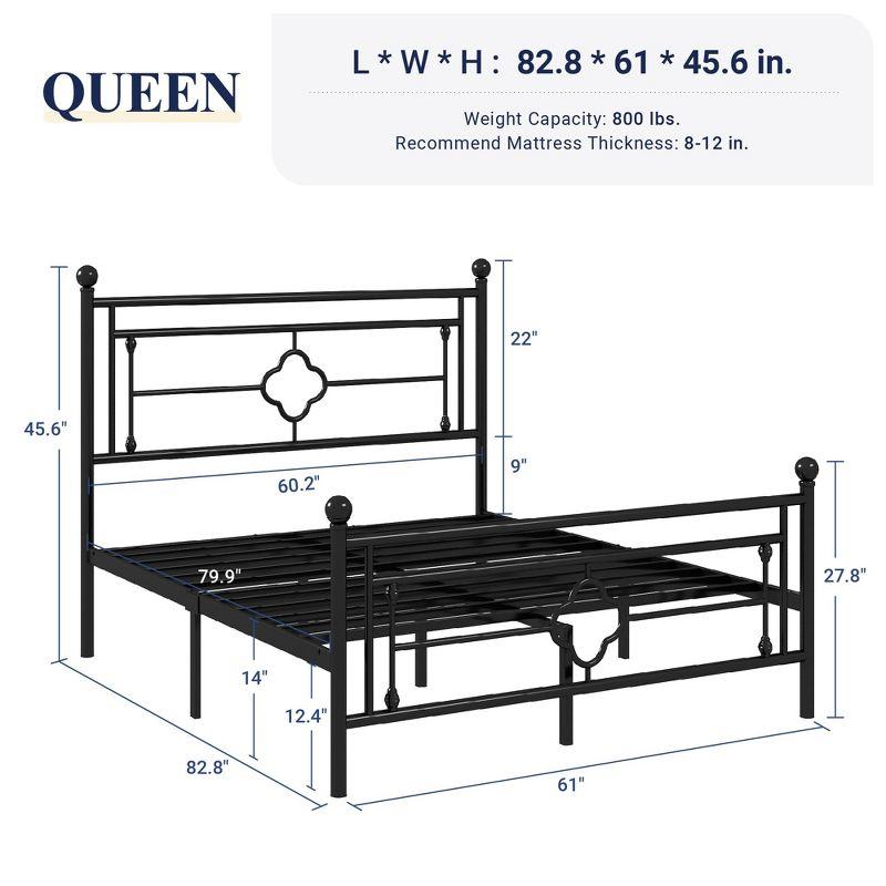 Allewie Metal Platform Bed Frame with Victorian Vintage Headboard and Footboard/Mattress Foundation/Under Bed Storage/No Box Spring Needed/Noise-Free/Easy Assembly