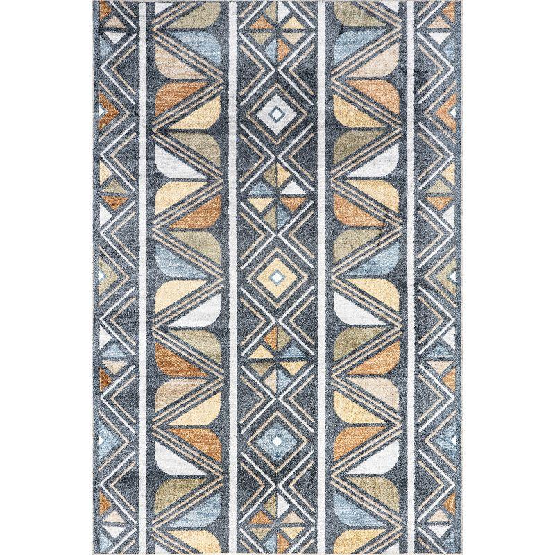 Nuloom Dolina Stripes Machine Washable Indoor Area Rug, 5' 3" x 8', Blue