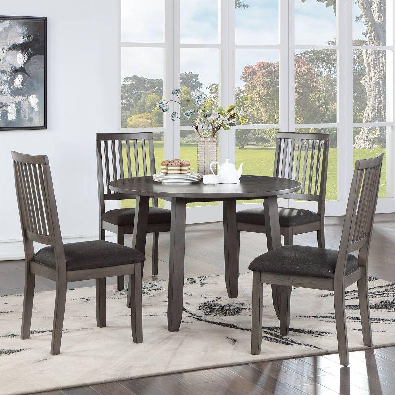 Yorktown Gray Solid Wood 5-Piece Dining Set with Upholstered Chairs