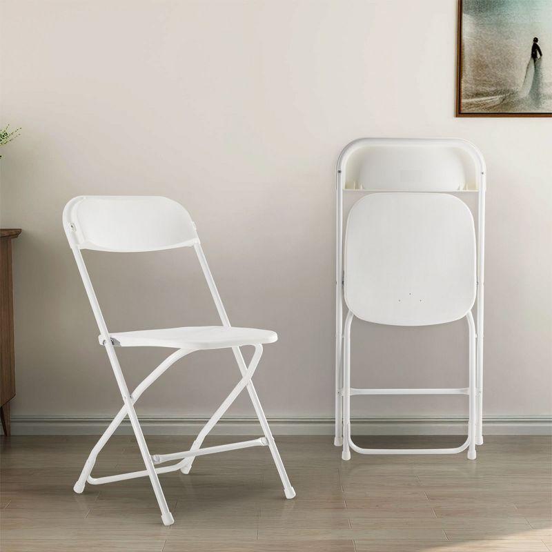 Sweetcrispy 4-Pack Sturdy Metal & Plastic Folding Chairs, Hold Up to 330 Pounds - White