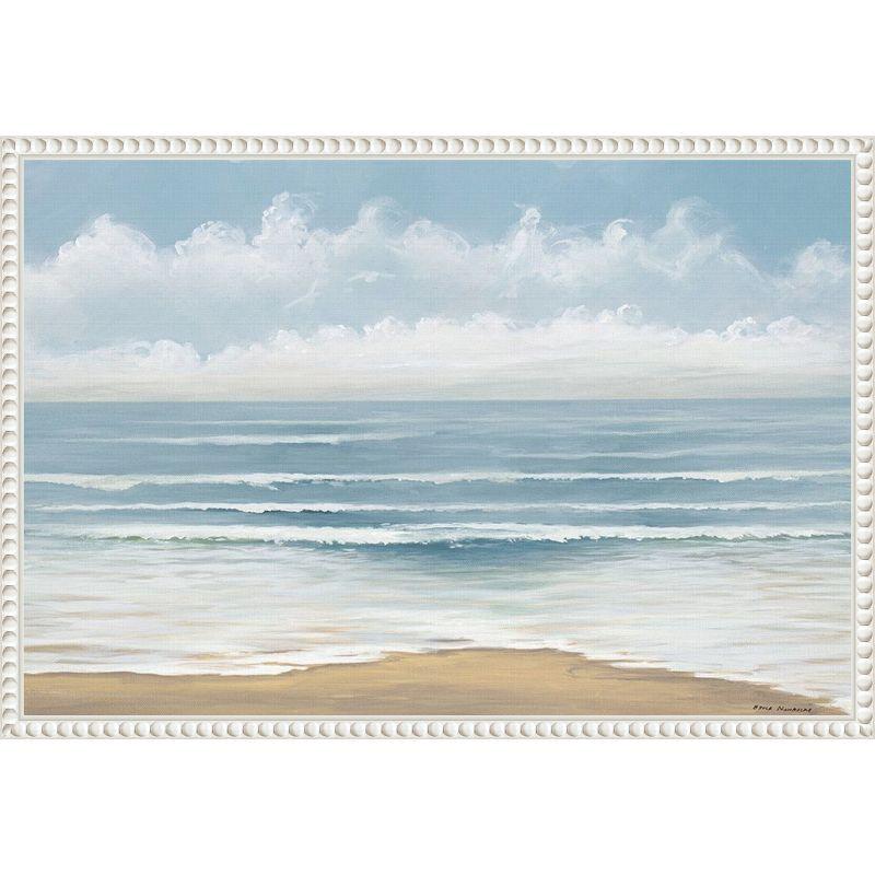 Smooth Beach Waves Nautical Canvas Print with Beaded Frame