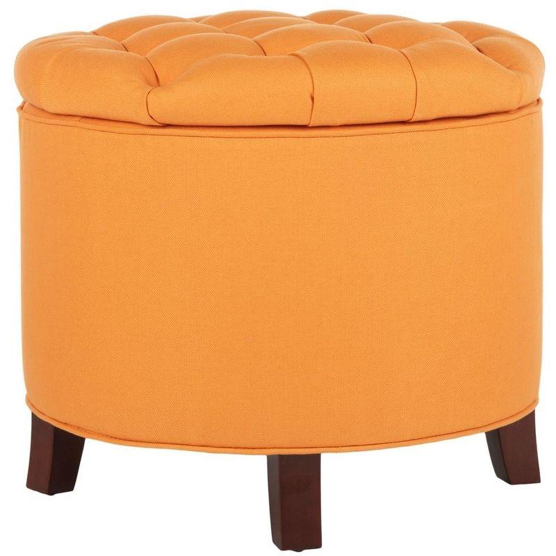 Amiela Tuffted Storage Ottoman - Tangerine - Safavieh