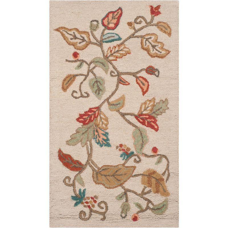 Persimmon Red Floral Hand-Tufted Wool and Viscose Rug