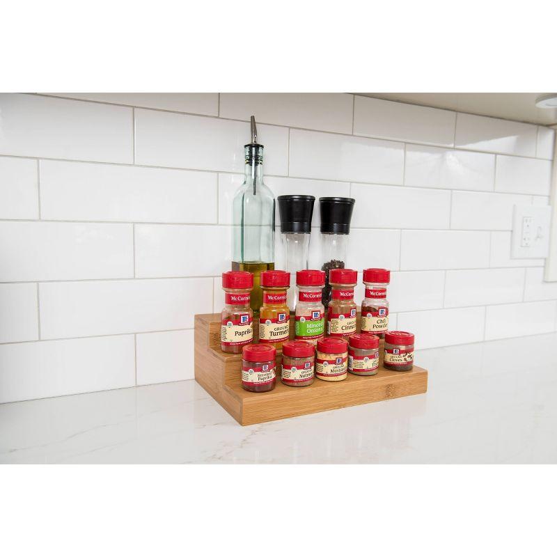 Freestanding Bamboo Spice Rack with Adjustable Racks