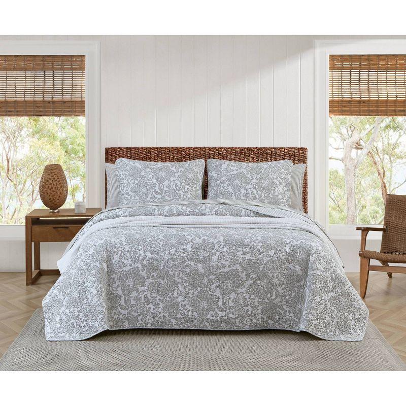 Tommy Bahama Island Memory Grey Cotton Reversible Quilt Set