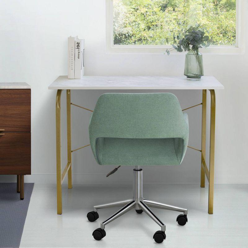 Modern Linen Style Fabric Office Swivel Chair: Ergonomic, Adjustable - Teamson Home