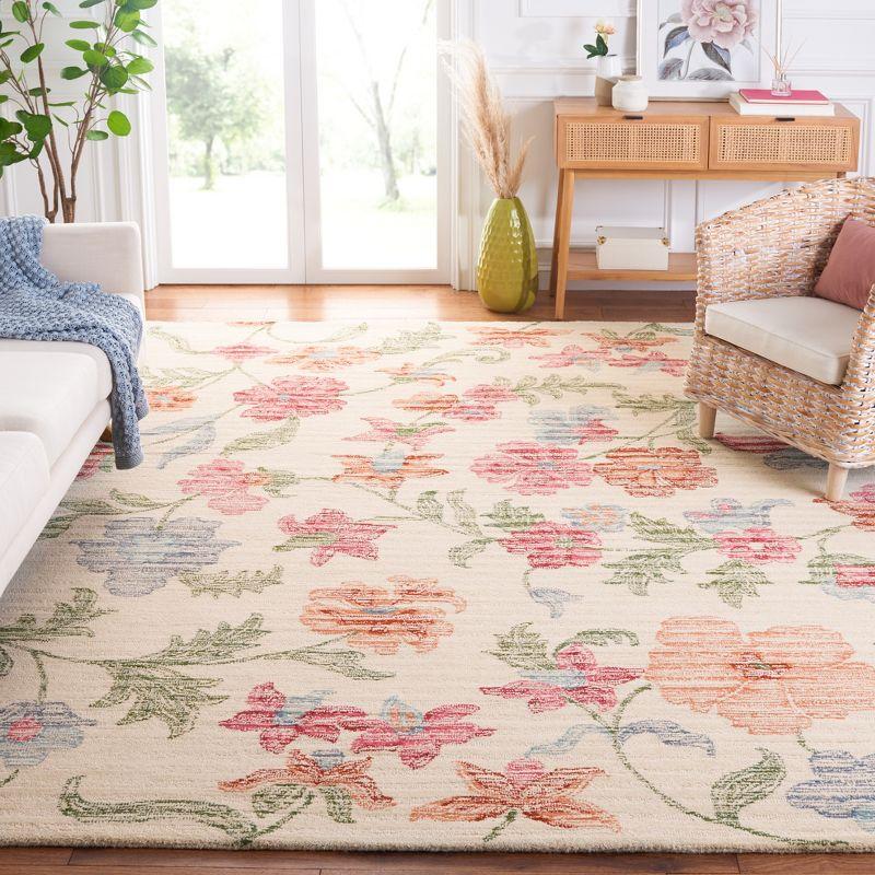 Ivory Floral Hand-Tufted Wool 8' x 10' Area Rug