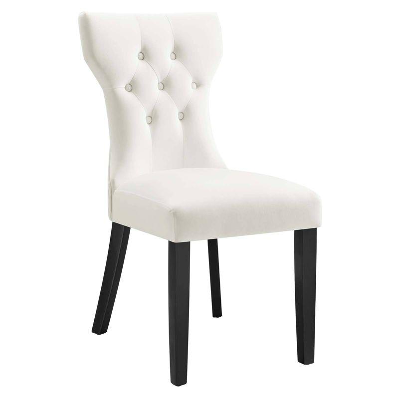 Set of 2 Silhouette Performance Velvet Dining Chairs White - Modway