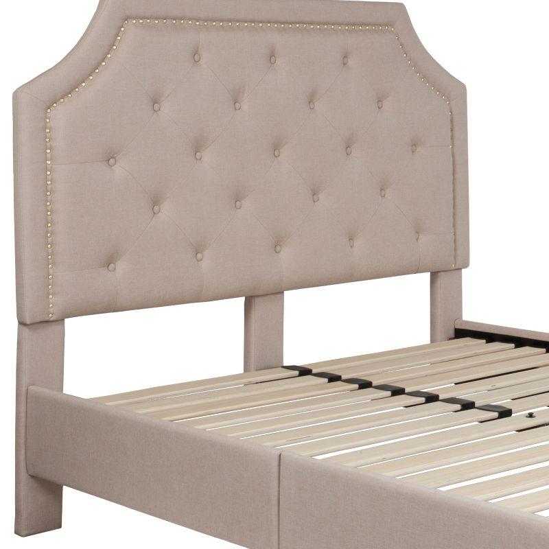 Flash Furniture Brighton Full Size Tufted Upholstered Platform Bed in Beige Fabric