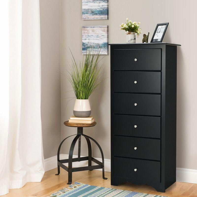 Black Vertical 6-Drawer MDF Storage Chest