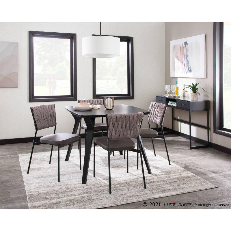 Contemporary Braided Tania Dark Gray Faux Leather Dining Chair Set