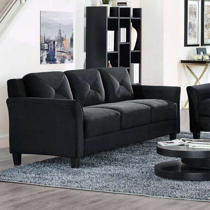 Harper Tufted Microfiber Sofa Black - Lifestyle Solutions