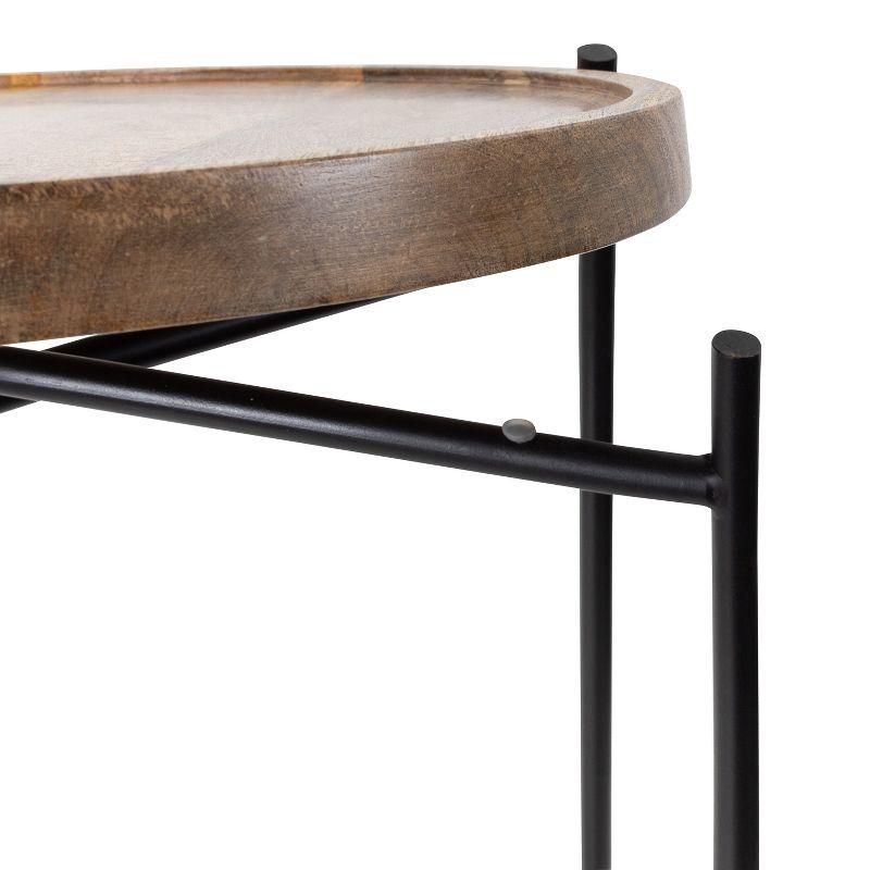 Kate and Laurel Vale Round Metal Side Table, 16x16x25, Natural and Black