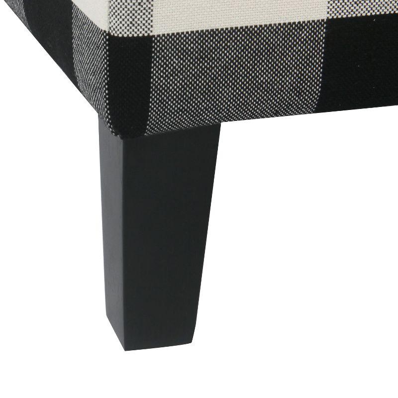 Large Decorative Storage Bench Black Plaid - HomePop: Upholstered Ottoman for Bedroom & Entryway