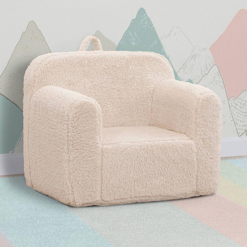 Cream Sherpa Kids' Foam Chair with Handle