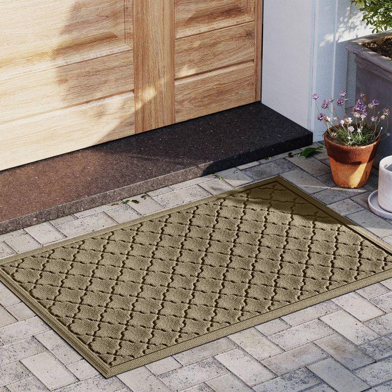 Bungalow Flooring 2'x3' WaterHog Cordova Indoor/Outdoor Doormat Camel: Pet Friendly, Solid Pattern, Rubber Backing