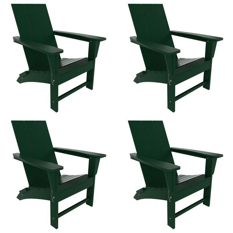 Dark Green Poly Lumber Folding Adirondack Chair Set of 4